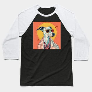 Retro Whippet: Pastel Pup Revival Baseball T-Shirt